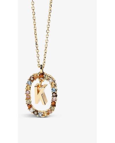 Pdpaola Initial K 18ct Yellow -plated Sterling-silver And Semi-precious Stones Pendant Necklace - Metallic