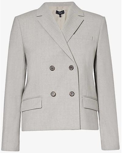 Theory Boxy Double-breasted Wool-blend Blazer - Grey