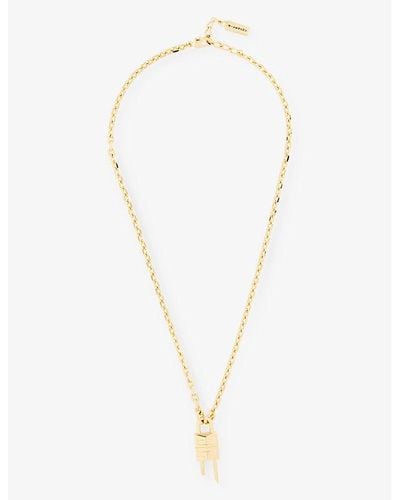 Givenchy Monogram-engraved Brass Pendant Necklace - White