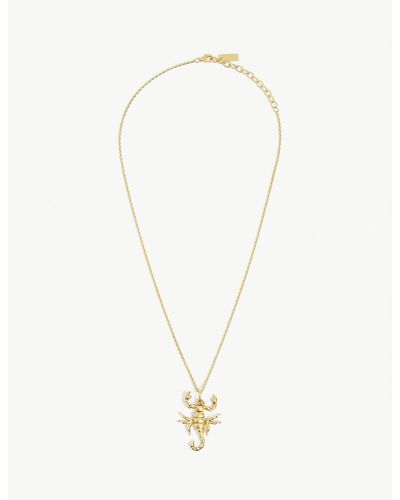 Saint Laurent Womens Gold Scorpio Zodiac Gold-toned Brass Necklace M - Metallic