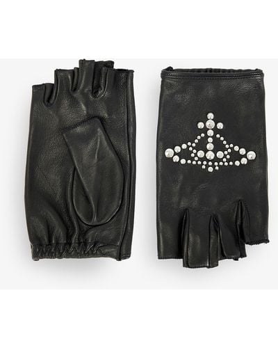 Vivienne Westwood Embellished-orb Fingerless Leather Gloves - Black