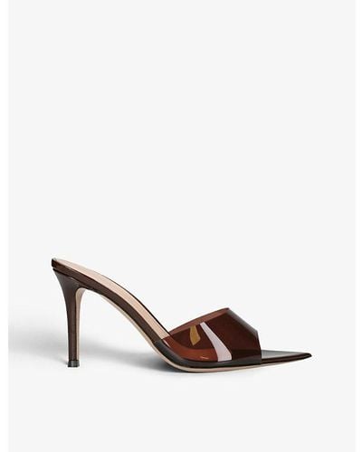 Gianvito Rossi Elle Leather And Pvc Heeled Mules - Brown