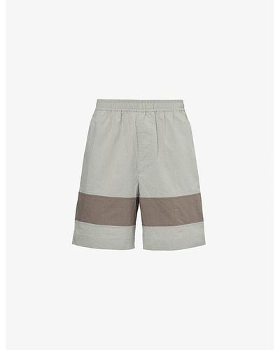 Craig Green Barrel Colour-blocked Regular-fit Cotton Shorts - Gray