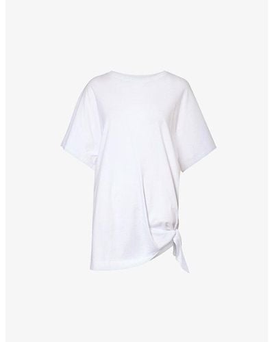 Dries Van Noten Relaxed-fit Knot-detail Cotton-jersey T-shirt - White