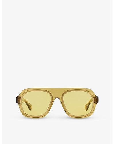 Bottega Veneta 6j000397 Bv1217s Rectangle-frame Acetate Sunglasses - Yellow