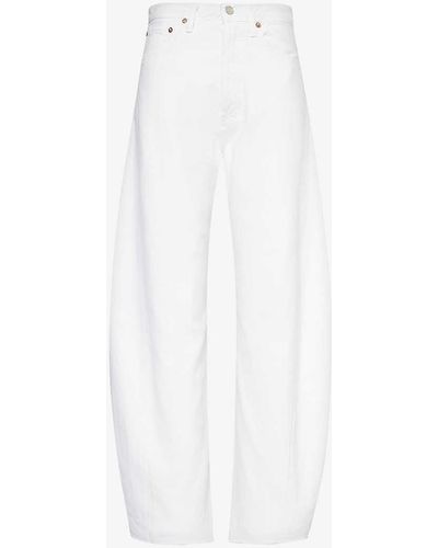 Agolde Luna Pieced Wide-leg High-rise Recycled-cotton Jeans - White