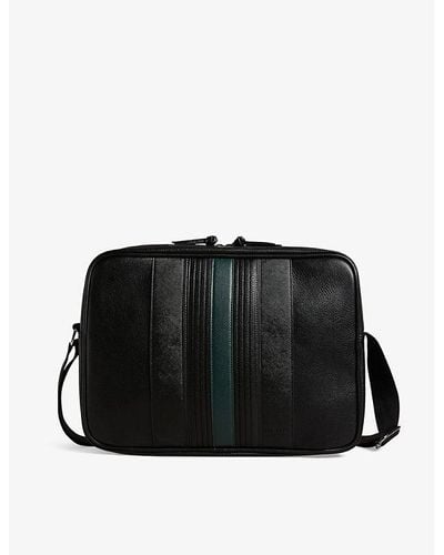 Ted Baker Evvan Stripe-embroidered Faux-leather Cross-body Bag - Black