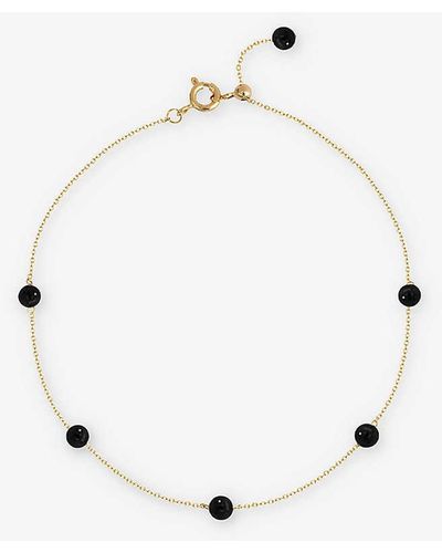 The Alkemistry Black-onyx Beaded 18ct -gold Ankle Chain - White