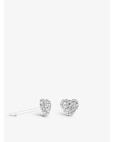 Astrid & Miyu Heart Sterling-silver And Cubic Zirconia Stud Earrings - White