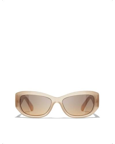 Chanel Rectangle Sunglasses - Natural