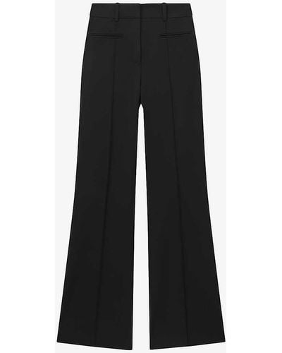 Reiss Claude Pinched-seam Flared-leg High-rise Stretch-woven Trousers - Black