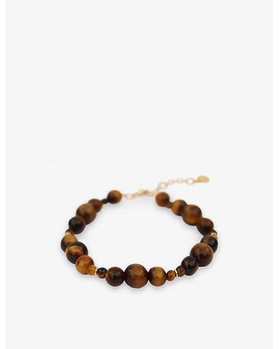 The Alkemistry Boba Brown Sugar 18ct Yellow-gold And Tiger's Eye Beaded Bracelet - Multicolor