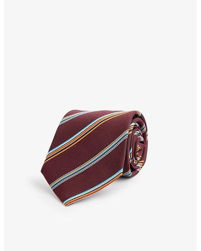 Paul Smith Striped Wide-blade Silk Tie - Purple