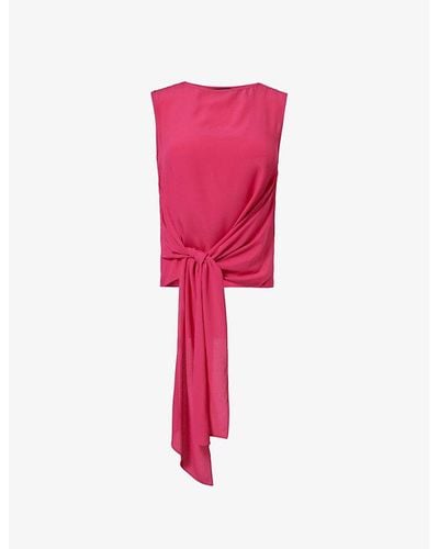 Weekend by Maxmara Banjo Asymmetric Relaxed-fit Woven Top - Pink