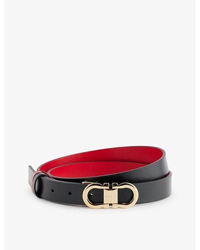 Ferragamo Gancio Logo-buckle Leather Belt - Red