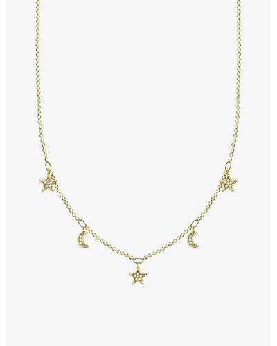 Thomas Sabo Magic Stars Moon And Stars Gold-plated Sterling Silver Cubic Zironia Necklace - White