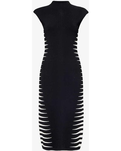 Hervé Léger Geometric-pattern Recycled Viscose-blend Midi Dress - Black