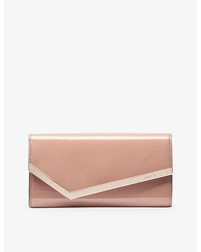 Jimmy Choo Emmie Logo-engraved Patent-leather Clutch - Pink