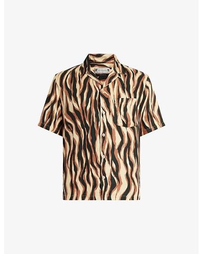 AllSaints Fired Graphic-print Relaxed-fit Woven Shirt - Multicolor