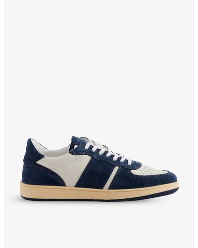 Collegium Pillar Destroyer Leather And Suede Low-top Trainers - Blue