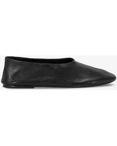 Khaite Maiden Round-toe Leather Ballet Flats - Black