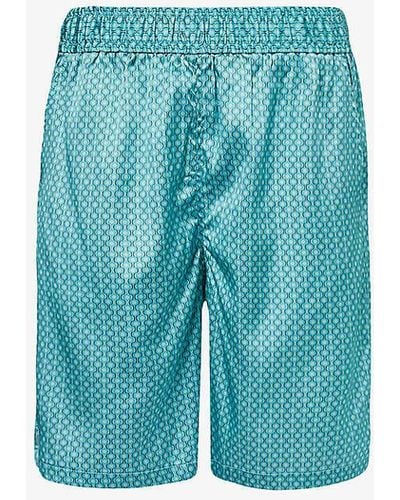 Frescobol Carioca Elasticated-waist Silk-satin Shorts X - Blue
