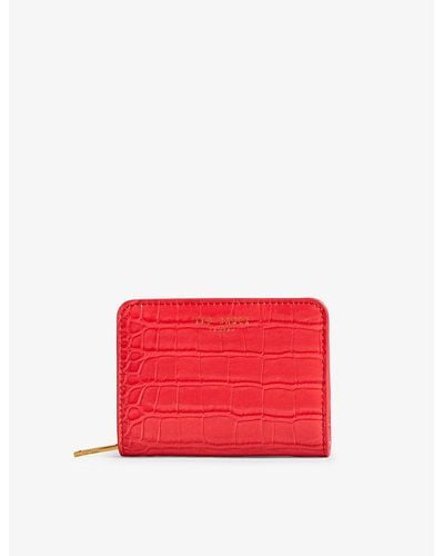 Ted Baker Valense Small Logo-embossed Croc-effect Faux-leather Purse - Red