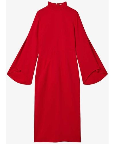 Reiss Katya Long-sleeve Slim-fit Stretch-knit Midi Dress - Red