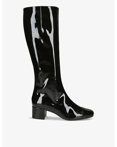 CAREL PARIS Malaga Patent-leather Heeled Knee-high Boots - Black