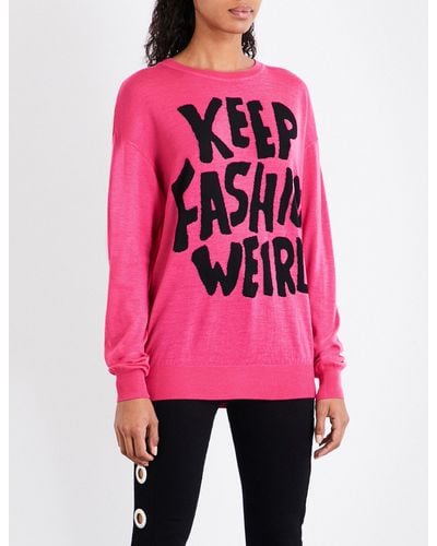 Jeremy Scott Keep Fashion Weird Wool Jumper - Pink