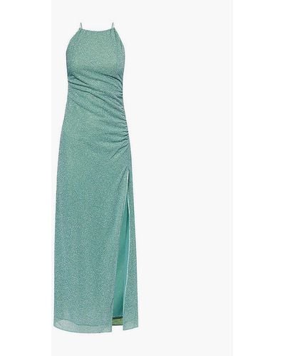 Oséree Lumiere High-neck Woven Maxi Dress X - Green