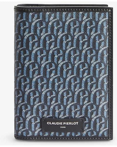 Claudie Pierlot Monogram-print Faux-leather Passport Cover - Blue