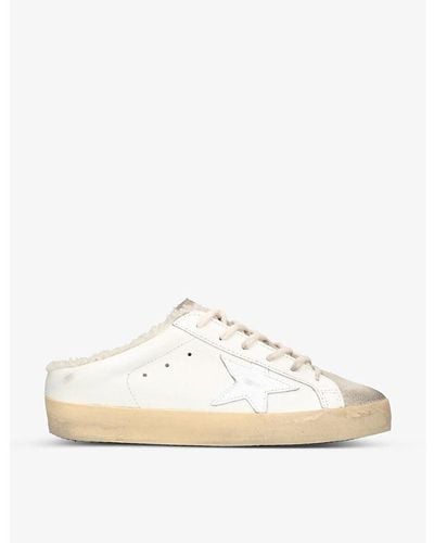 Golden Goose Superstar Sabot 81760 Leather And Shearling Sneakers - White