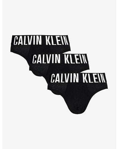 Calvin Klein Logo-waistband Pack Of Three Recycled Cotton-blend Briefs X - Black