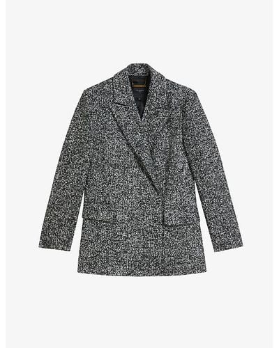 Ted Baker Oversized Double-breasted Woven Blazer Coat - Gray