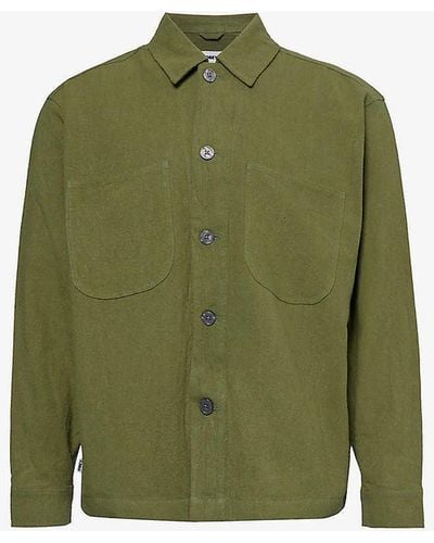 Obey Antonio Relaxed-fit Linen-blend Overshirt - Green