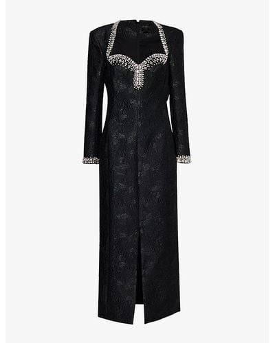 Huishan Zhang Eleanor Crystal-embellished Jacquard Woven Maxi Dress - Black