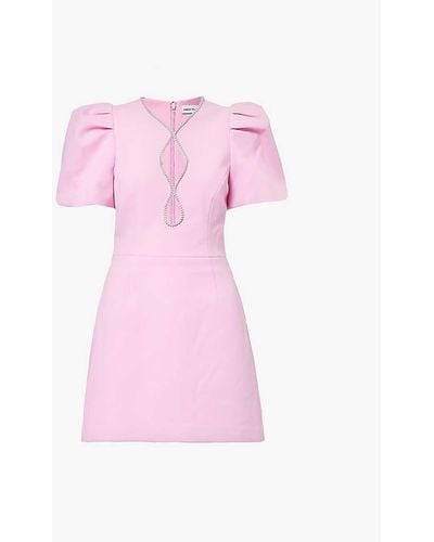 Rebecca Vallance Karina Crystal-embellished Stretch-woven Mini Dress - Pink