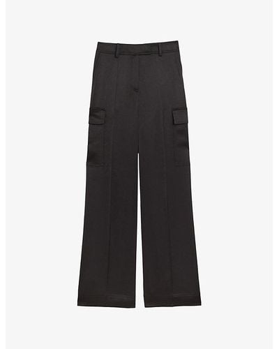 Ted Baker Simeta Patch-pocket Wide-leg Id-rise Woven Cargo Pants - Black
