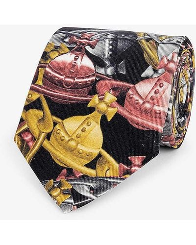 Vivienne Westwood Crazy Orb Graphic-print Silk Tie - White