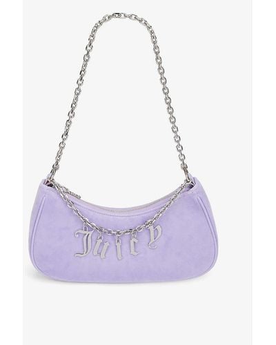 Juicy Couture Chain-strap Logo-embellished Velour Shoulder Bag - Purple