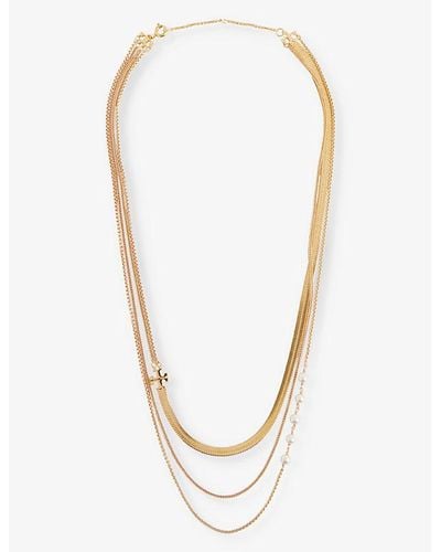 Tory Burch Kira 18ct Yellow Gold-plated Brass Necklace - White