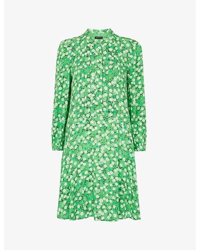 Whistles Floral-print Pleated Woven Mini Dress 1 - Green