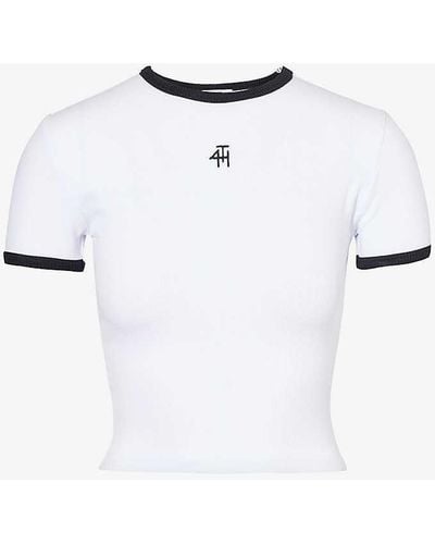4th & Reckless Livv Baby Logo-print Stretch-woven Blend T-shirt - White
