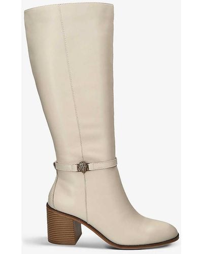 Kurt Geiger Shoreditch Eagle Embellished Leather Knee-high Boots - White