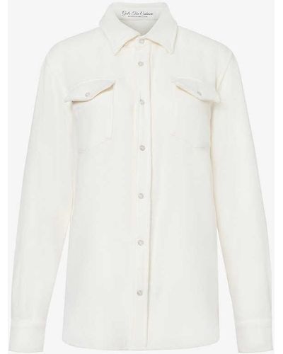 God's True Cashmere Unisex Embellished Cashmere Shirt - White