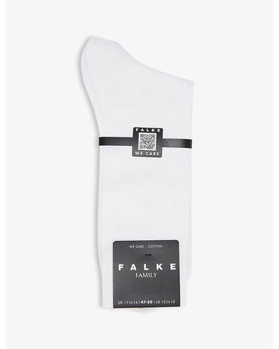 FALKE Family Ribbed Stretch-cotton-blend Socks - White