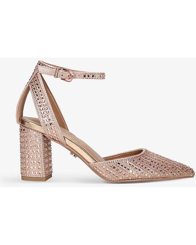 Carvela Kurt Geiger Kallie Jewel Crystal-embellished Woven Heeled Courts - White