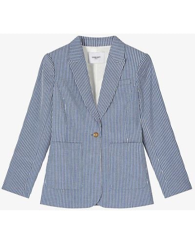 LK Bennett Gene Stripe-pattern Cotton-blend Blazer - Blue