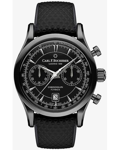 Carl F. Bucherer 00.10919.12.33.01 Manero Flyback Dlc-coated Stainless-steel And Woven Automatic Watch - Black